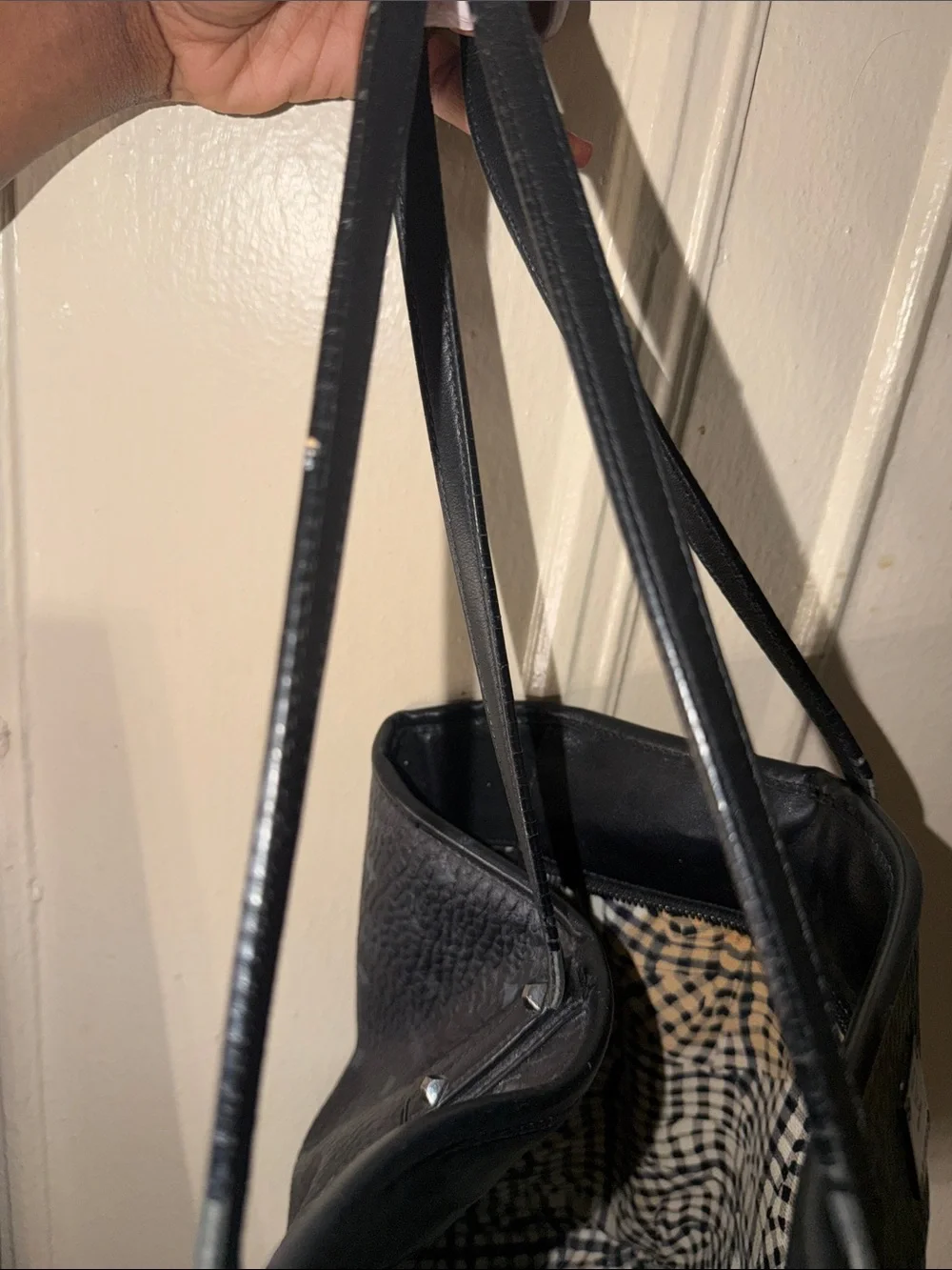 MCM Black Medium Visetos Shopper Tote
